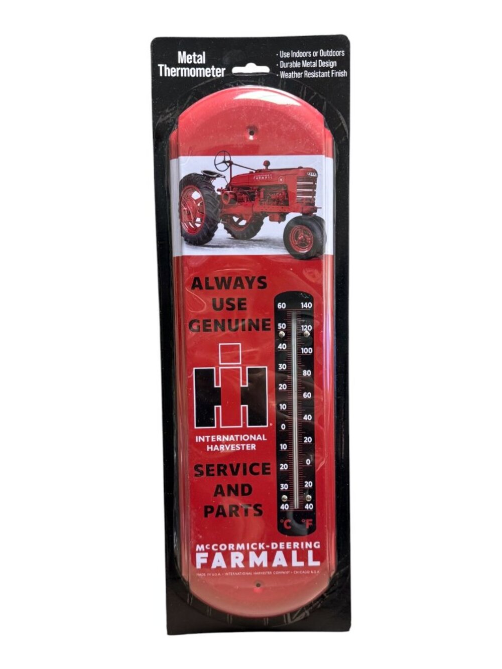 Farmall International Harvester Genuine Metal Wall Thermometer 5" x 17"